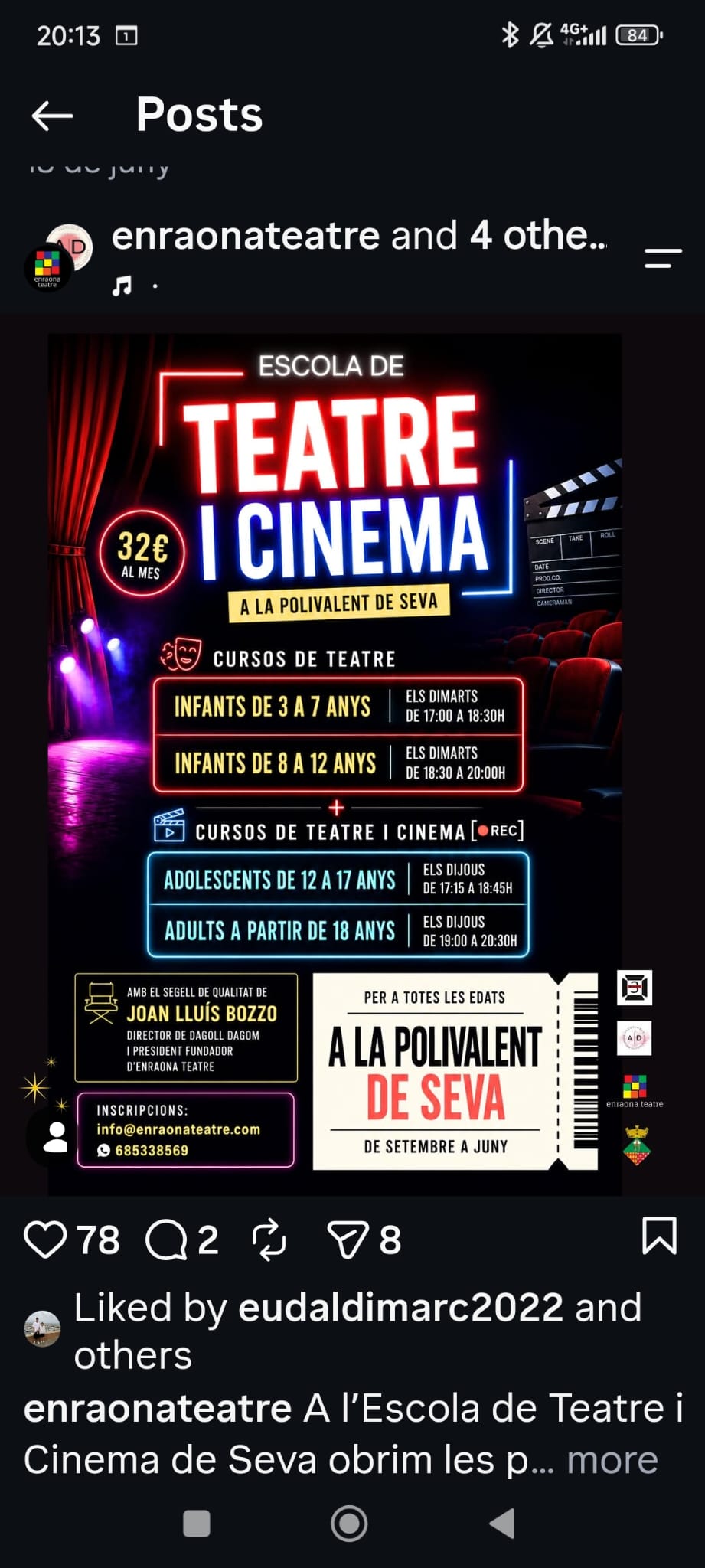 Cartell de l’Escola de Teatre i Cinema de Seva