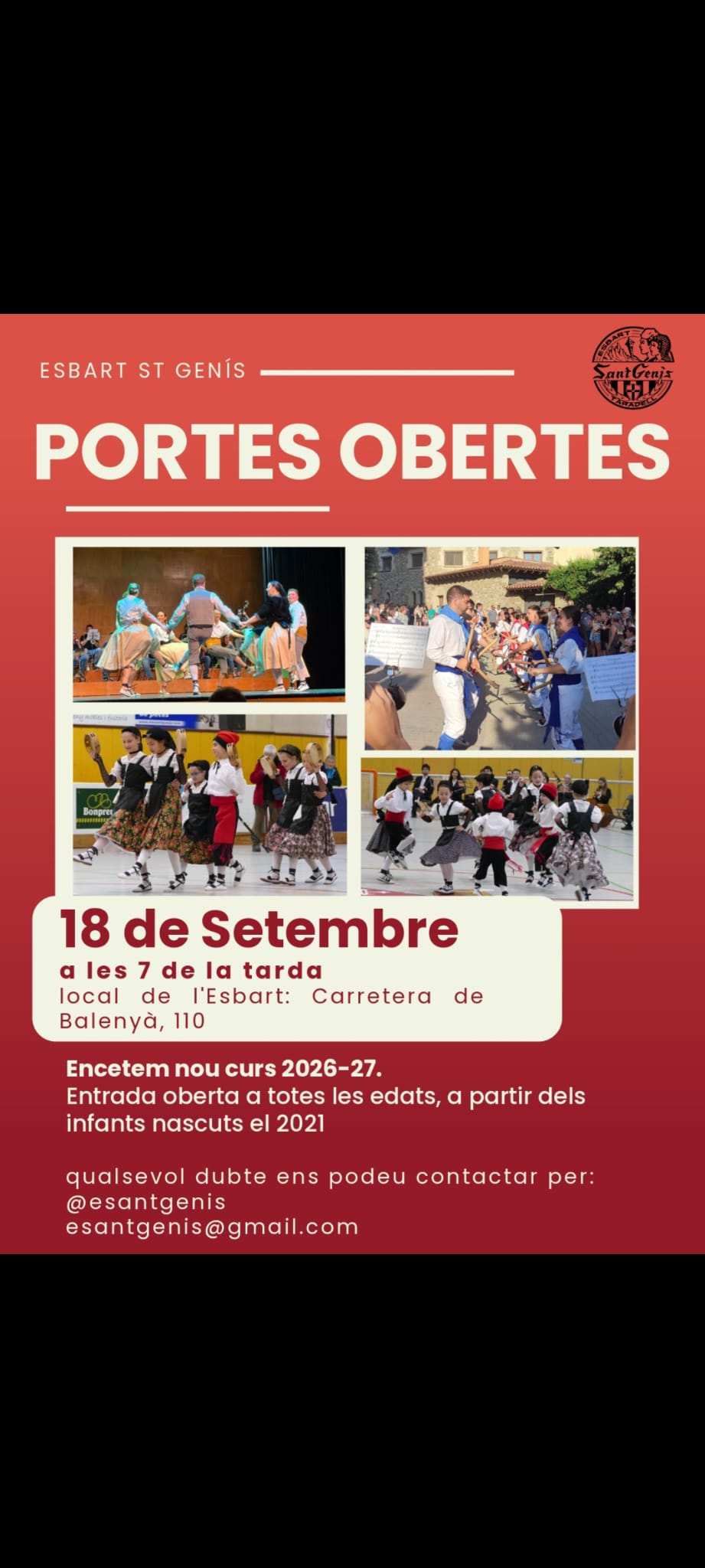Cartell de portes obertes de l’Esbart Sant Genís